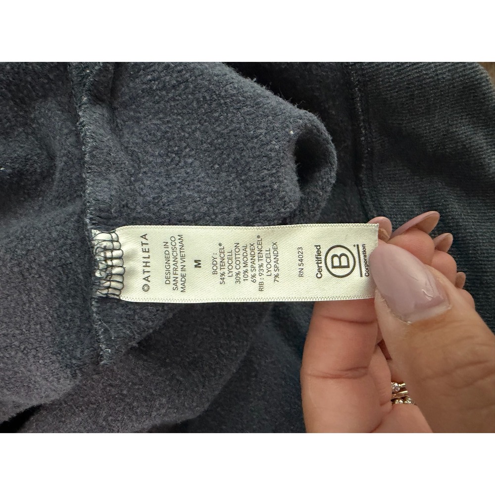 Athleta Sweatshirt Size M Blue Gray Heather Speckled Thumbhole Pullover Lounge - Picture 4 of 8